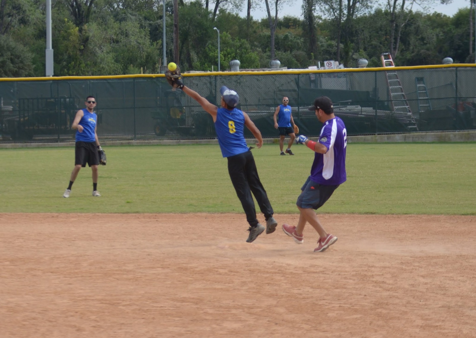 John on the softball field, D Team Fall 2016