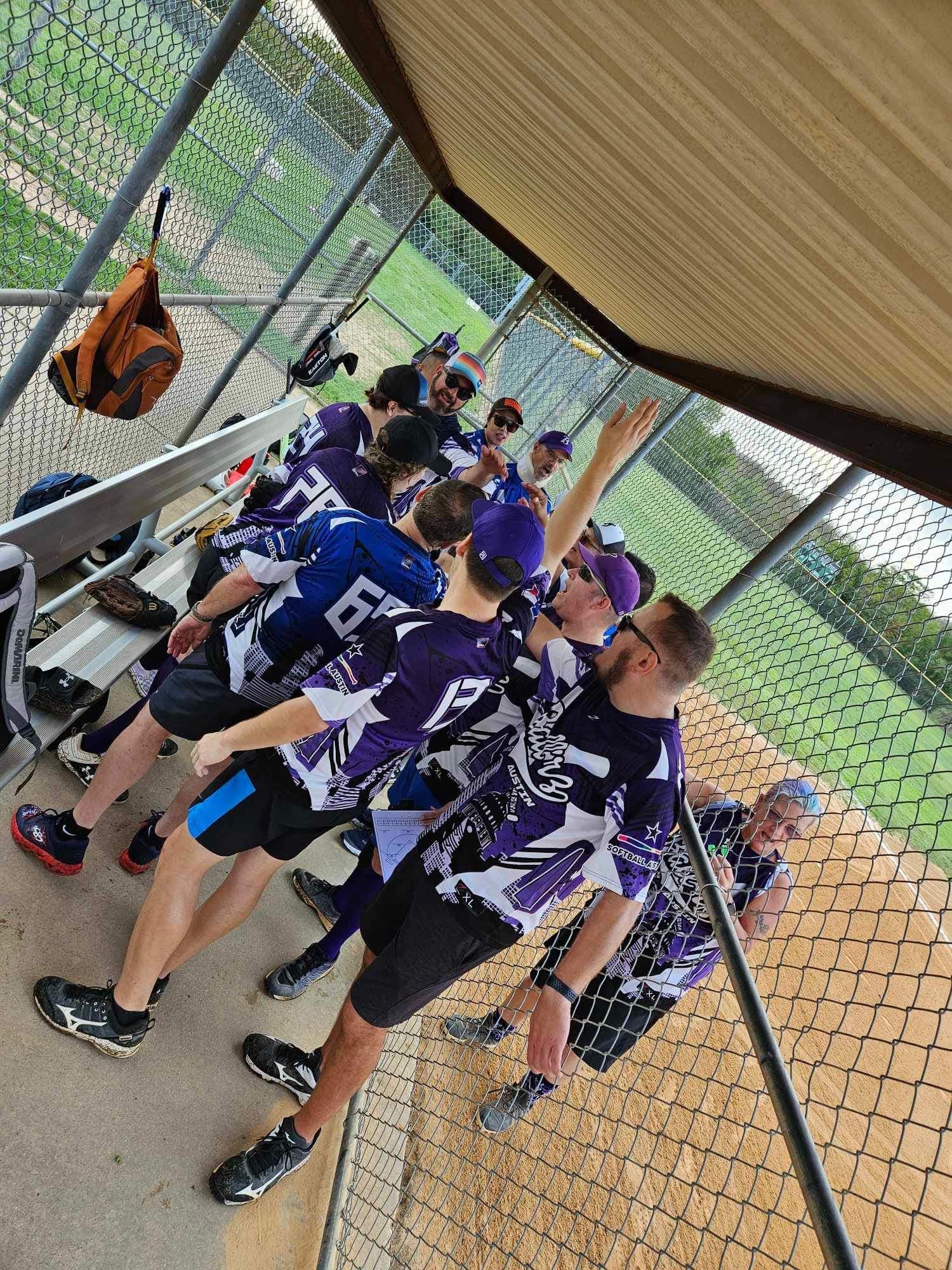 Austin Ball'rz team in the dugout, Fall 2023